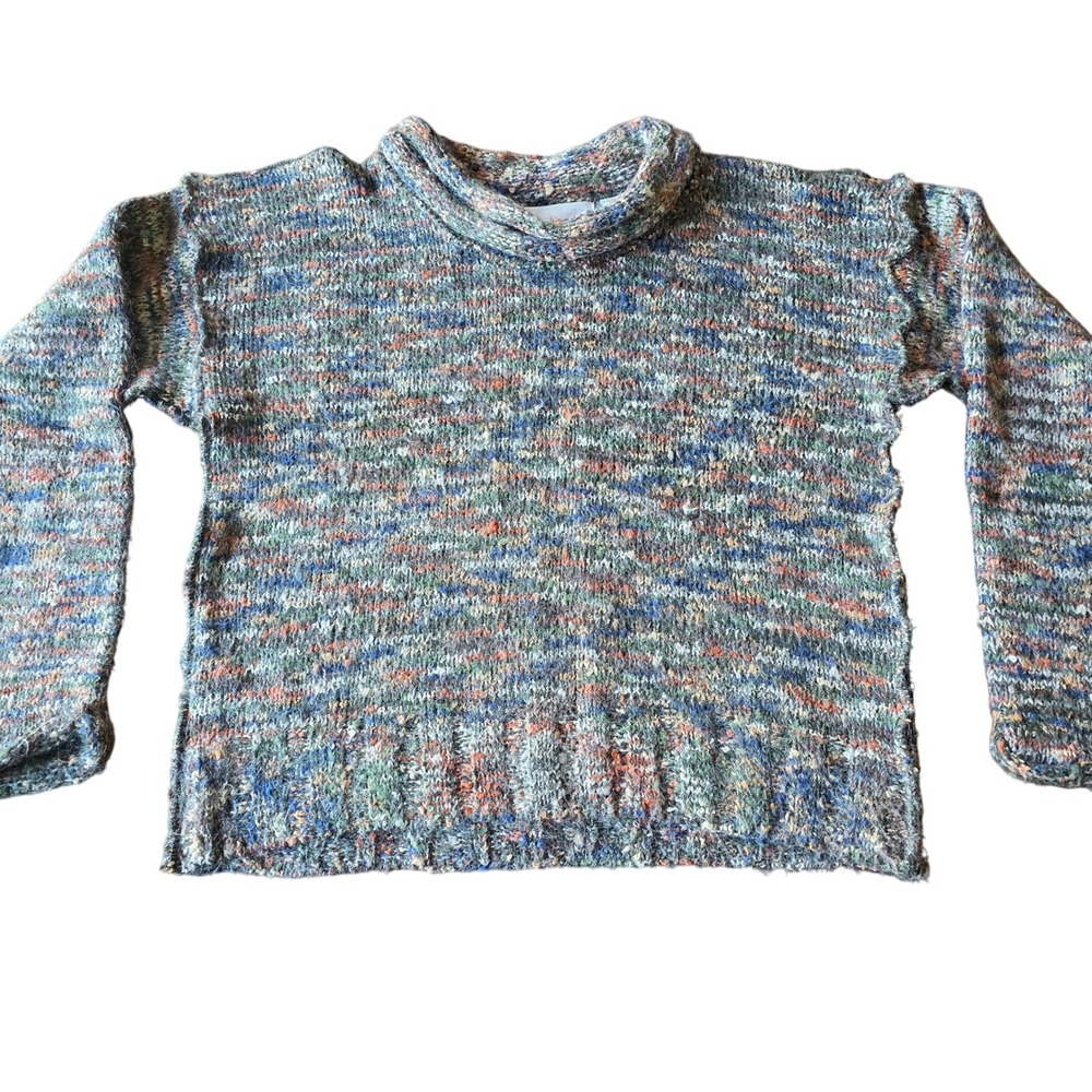 Deauville Medium Wool Blend‎ Multicolor Knit Turtleneck Sweater cabincore